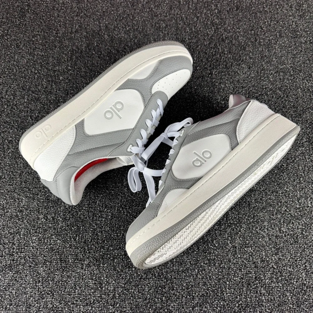 Alo Yoga Alo-X Sneaker Vegan Leather Grey White Mens 12.5 Womens 14 unisex